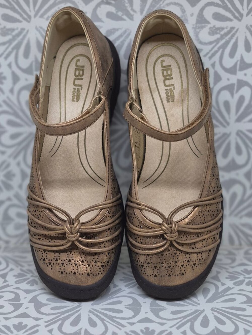 JBU Women's Ramy Classic Bronze Shimmer Mary Jane Shoes Size-9.5W